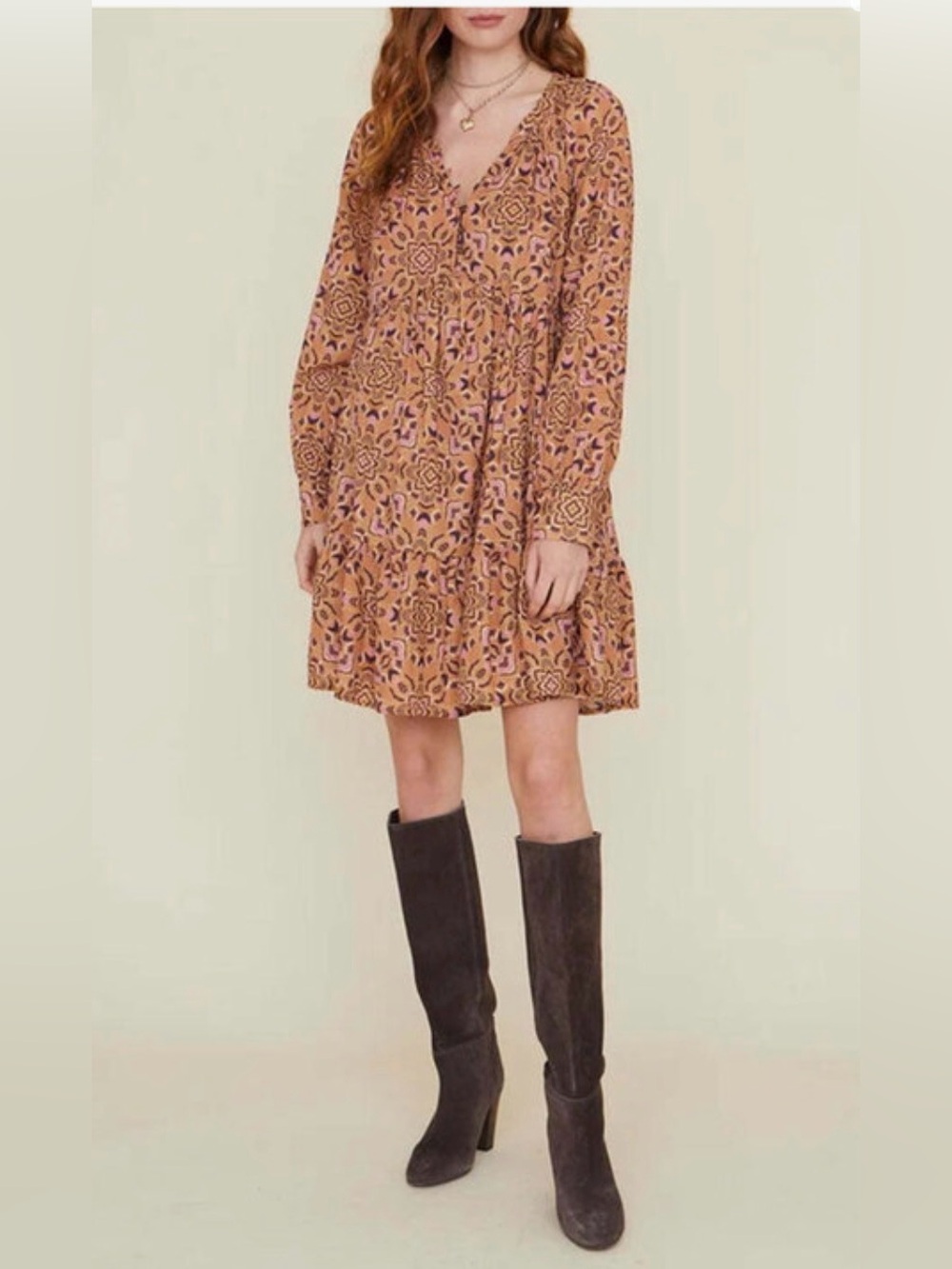 NWT Xirena Lilith Dress in Golden Flora size XS fits XS/S Long Sleeve